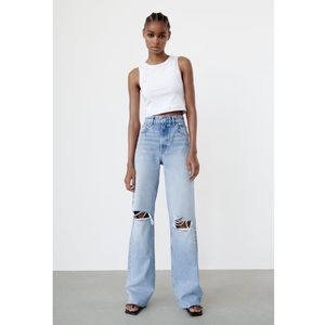 Zara / Wide Legged Ripped Jeans, High Rise, Size 2